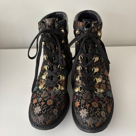 Sam Edelman Darrah‎ Floral Jacquard Lace Up Ankle Boots Size 7.5M - Picture 4 of 16